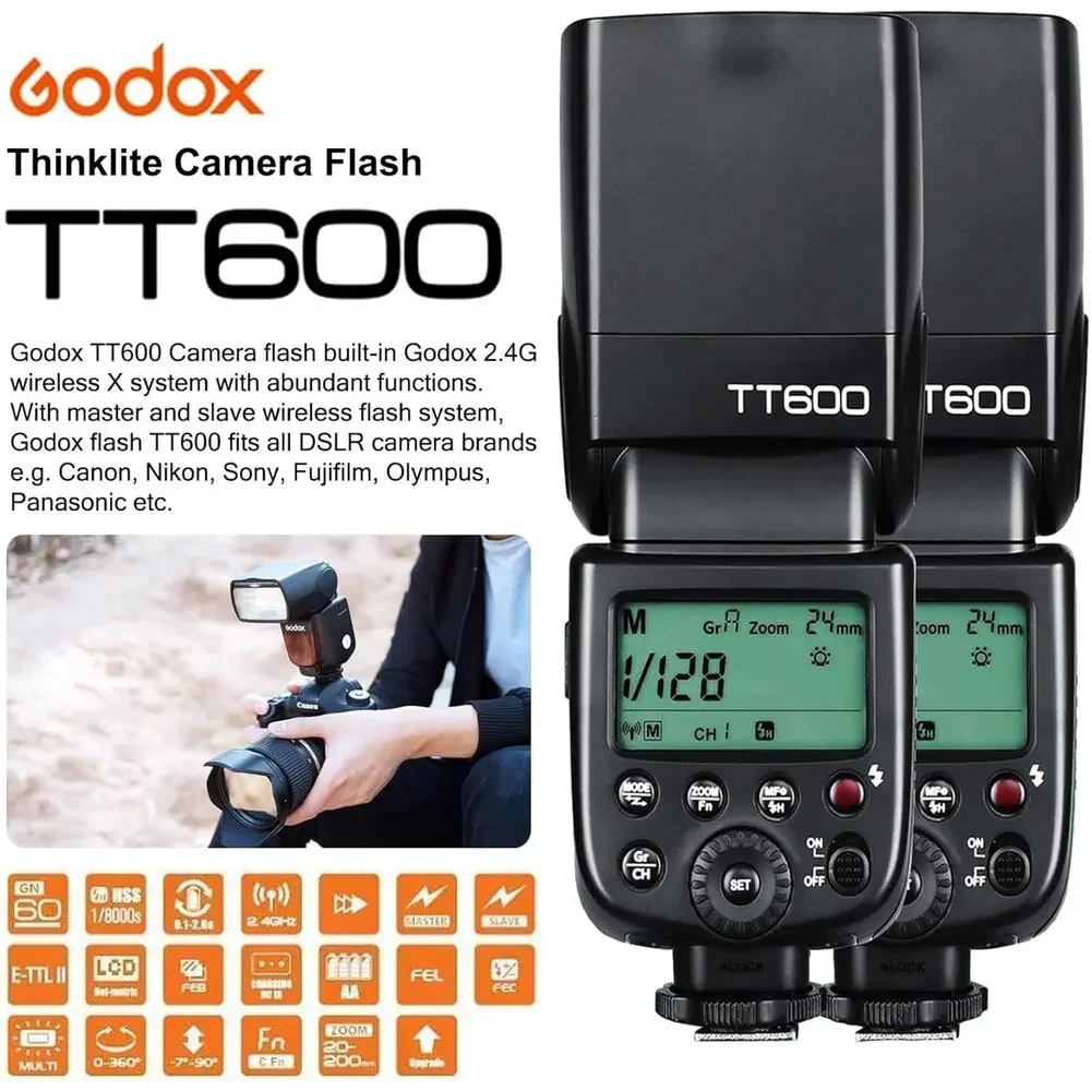Godox TT600 2.4G Wireless Camera Flash Speedlite Master/Slave GN60 Manual Flash